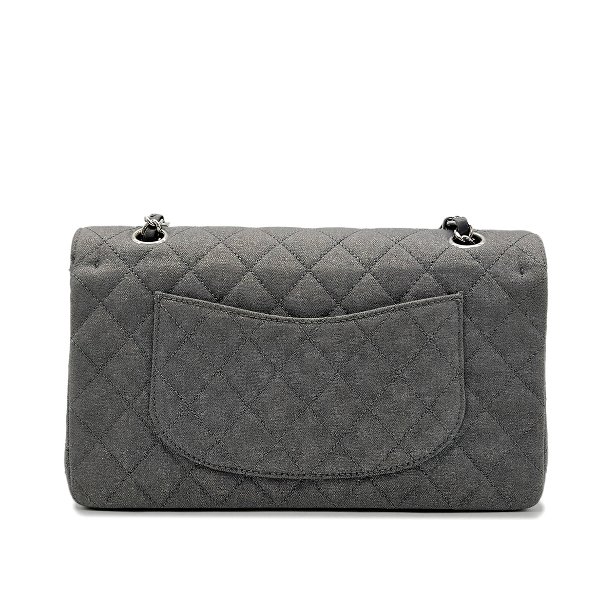 CHANEL VINTAGE CLASSIC FLAP MEDIUM CHAIN SHOULDER BAG GRAY CANVAS 90302647