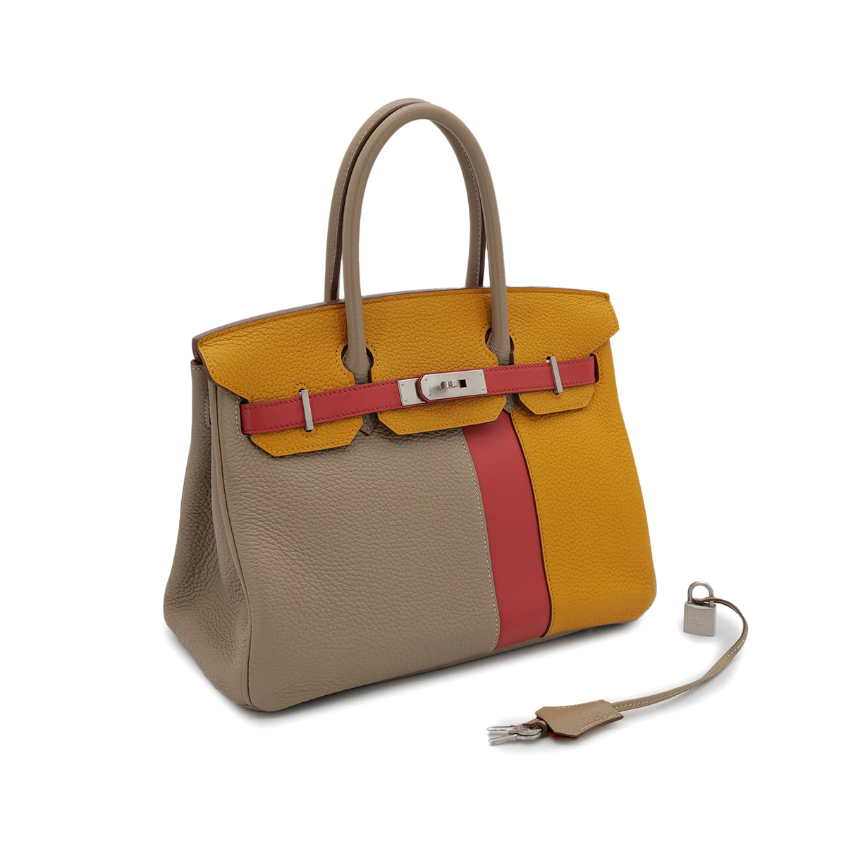 HERMES BIRKIN CASAQUE 30 GRIS TOURTERELLE MOUTARDE SANGUINE TAURILLON CLEMENCE VEAU SWIFT HAND BAG □P SHW 90302888