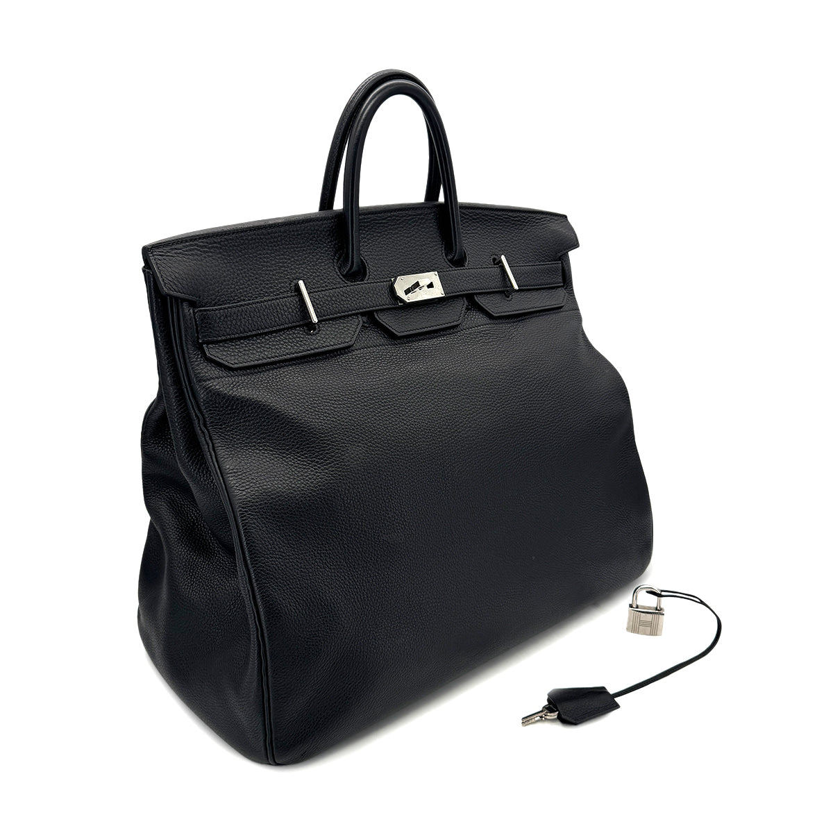 HERMES HAUT A COURROIES 50 BLACK TOGO HAND BAG □H SHW 90302895