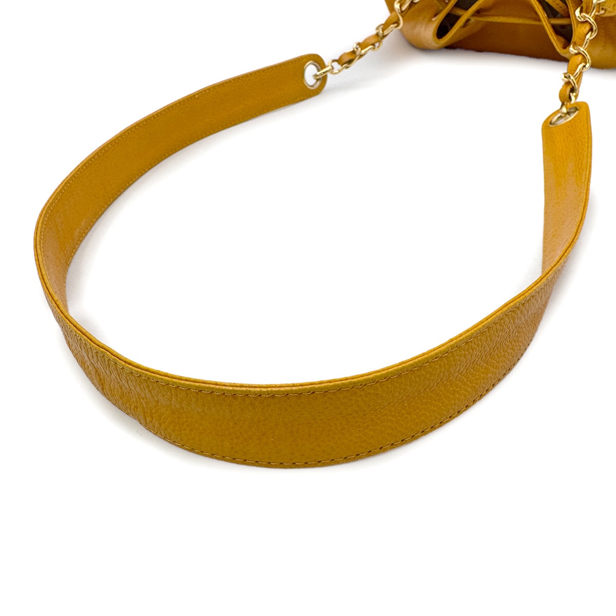 CHANEL VINTAGE TRIPLE COCOMARK DRAWSTRING CHAIN SHOULDER BAG YELLOW CAVIAR SKIN 90302912