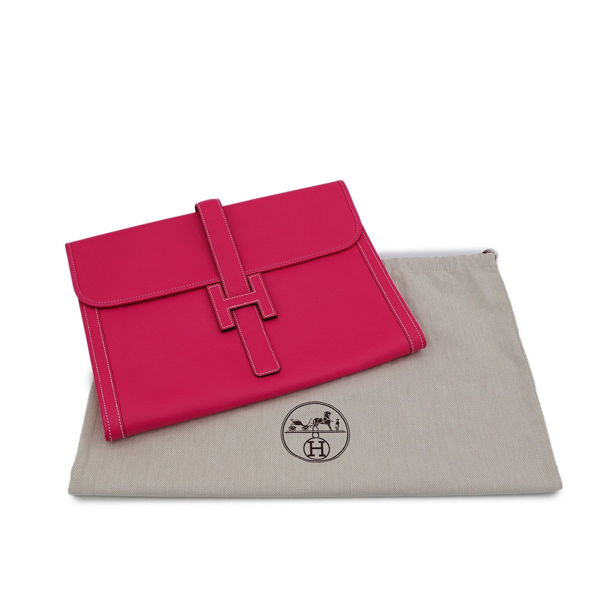 HERMES JIGE GM ROSE TYRIEN VEAU EPSON CLUTCH BAG □Q 90302919 - PURPOSE