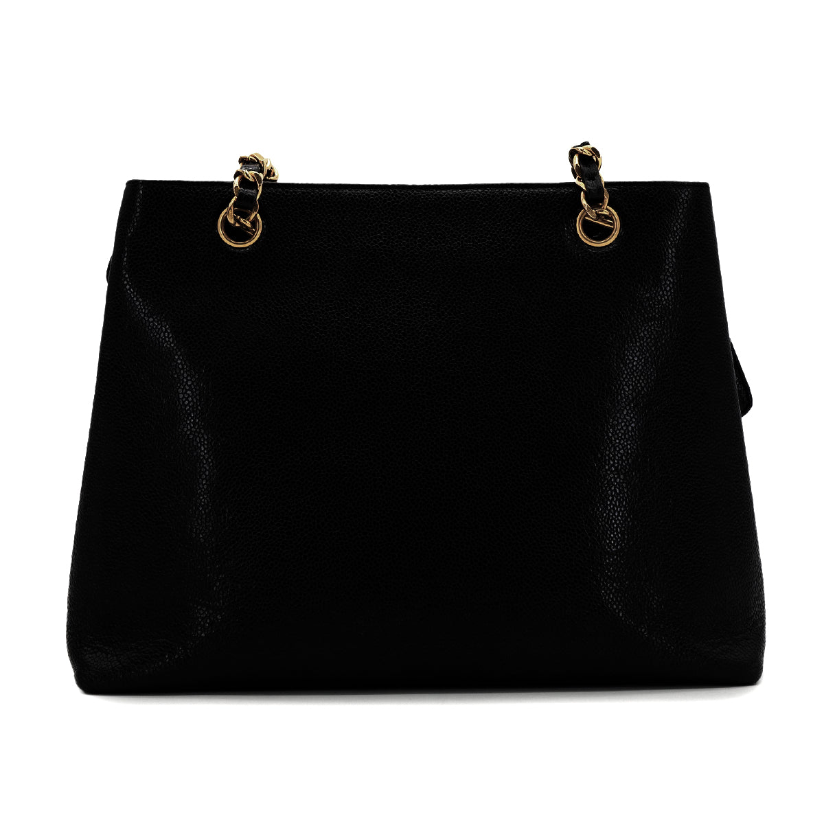 CHANEL VINTAGE TURN LOCK CHAIN TOTE BAG BLACK CAVIAR SKIN 90303016