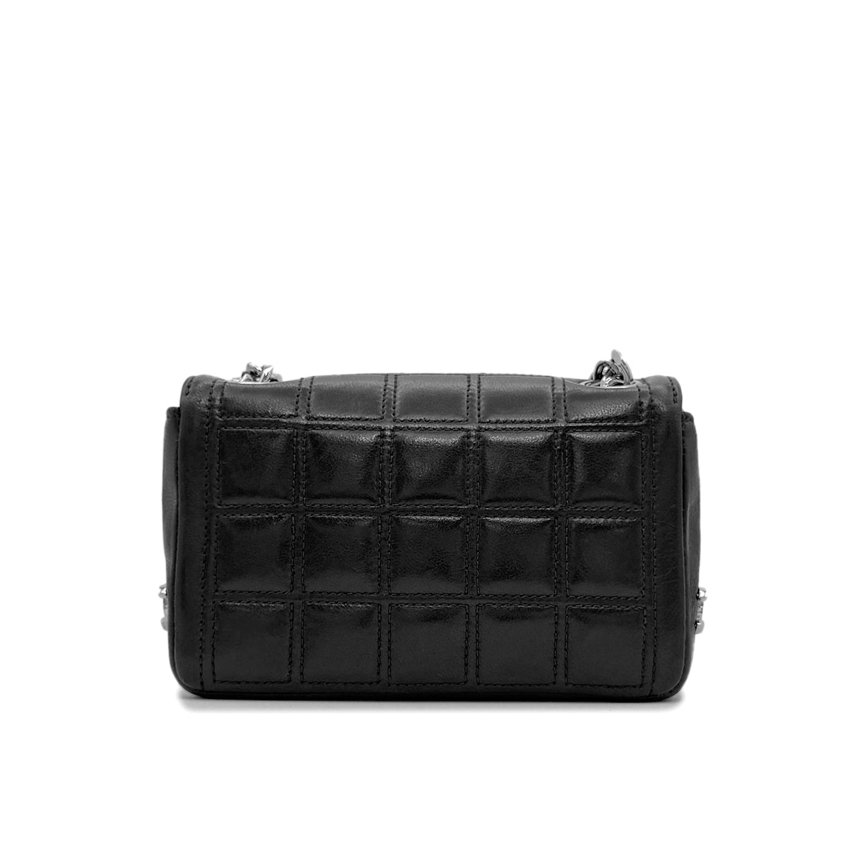 CHANEL VINTAGE 2.55 CHOCOLATE BAR MINI CHAIN SHOULDER BAG BLACK LAMB SKIN 90303020