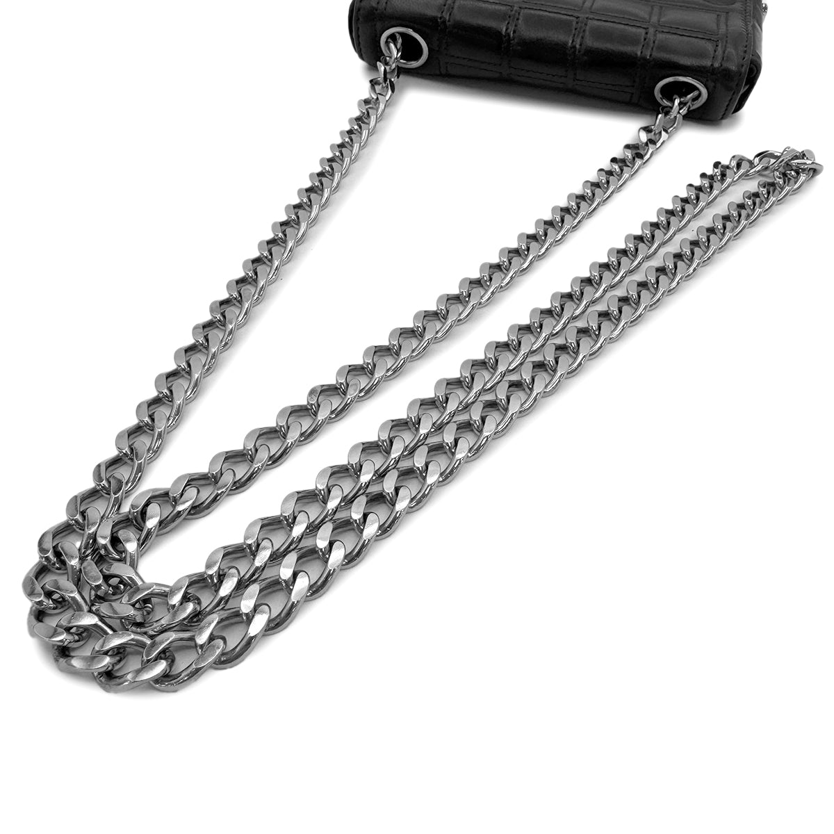 CHANEL VINTAGE 2.55 CHOCOLATE BAR MINI CHAIN SHOULDER BAG BLACK LAMB SKIN 90303020