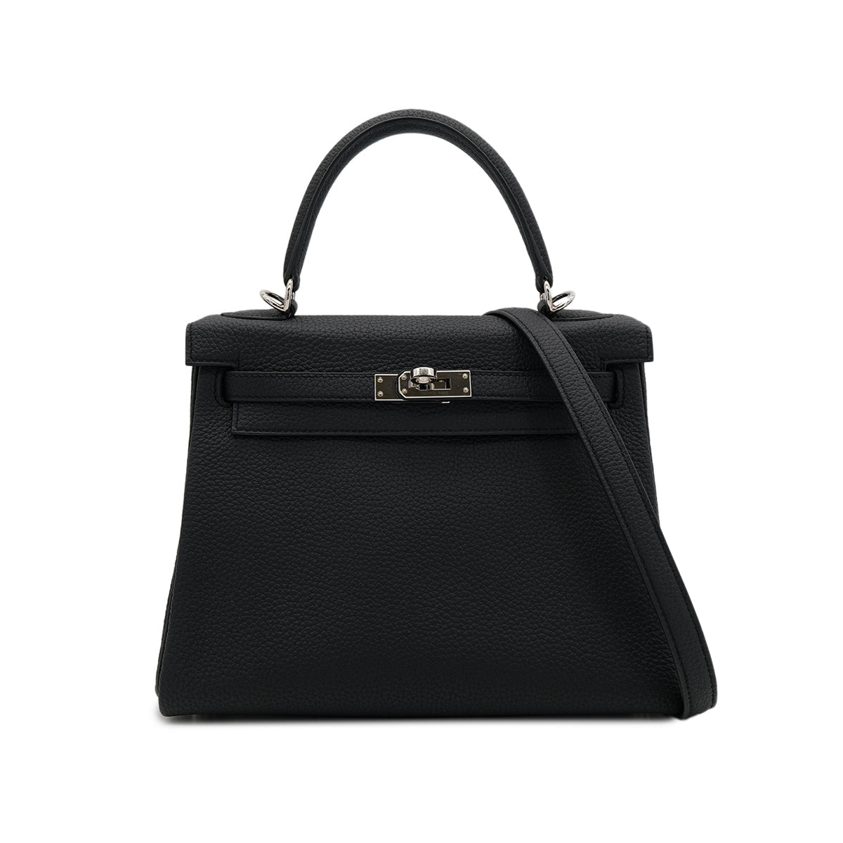 HERMES KELLY 25 RETOURNE BLACK TOGO HAND SHOULDER BAG D SHW 90303025