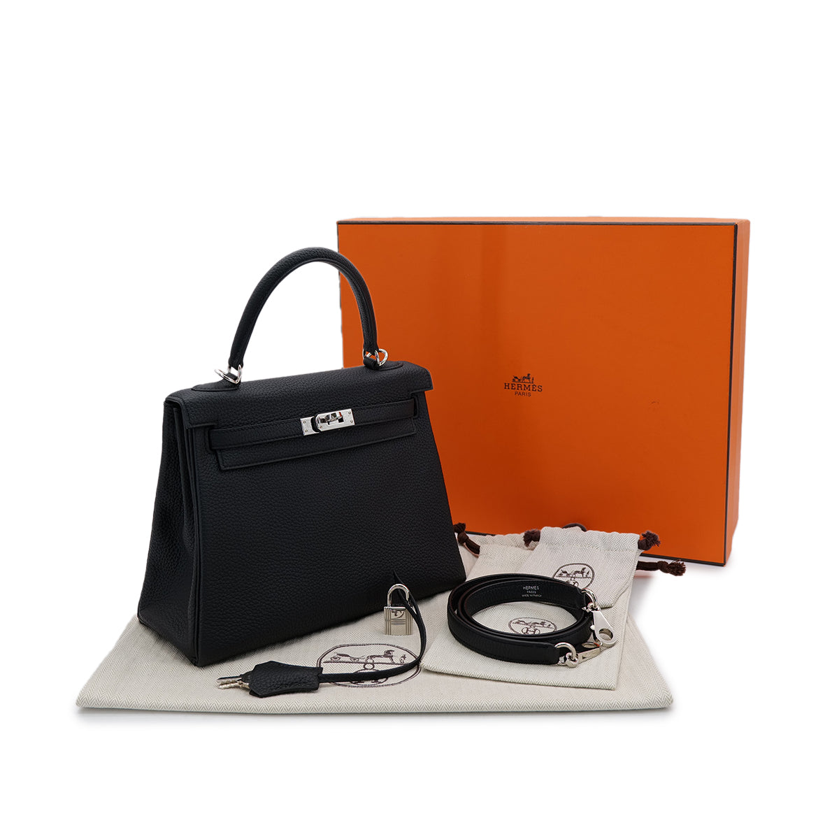 HERMES KELLY 25 RETOURNE BLACK TOGO HAND SHOULDER BAG D SHW 90303025 - PURPOSE