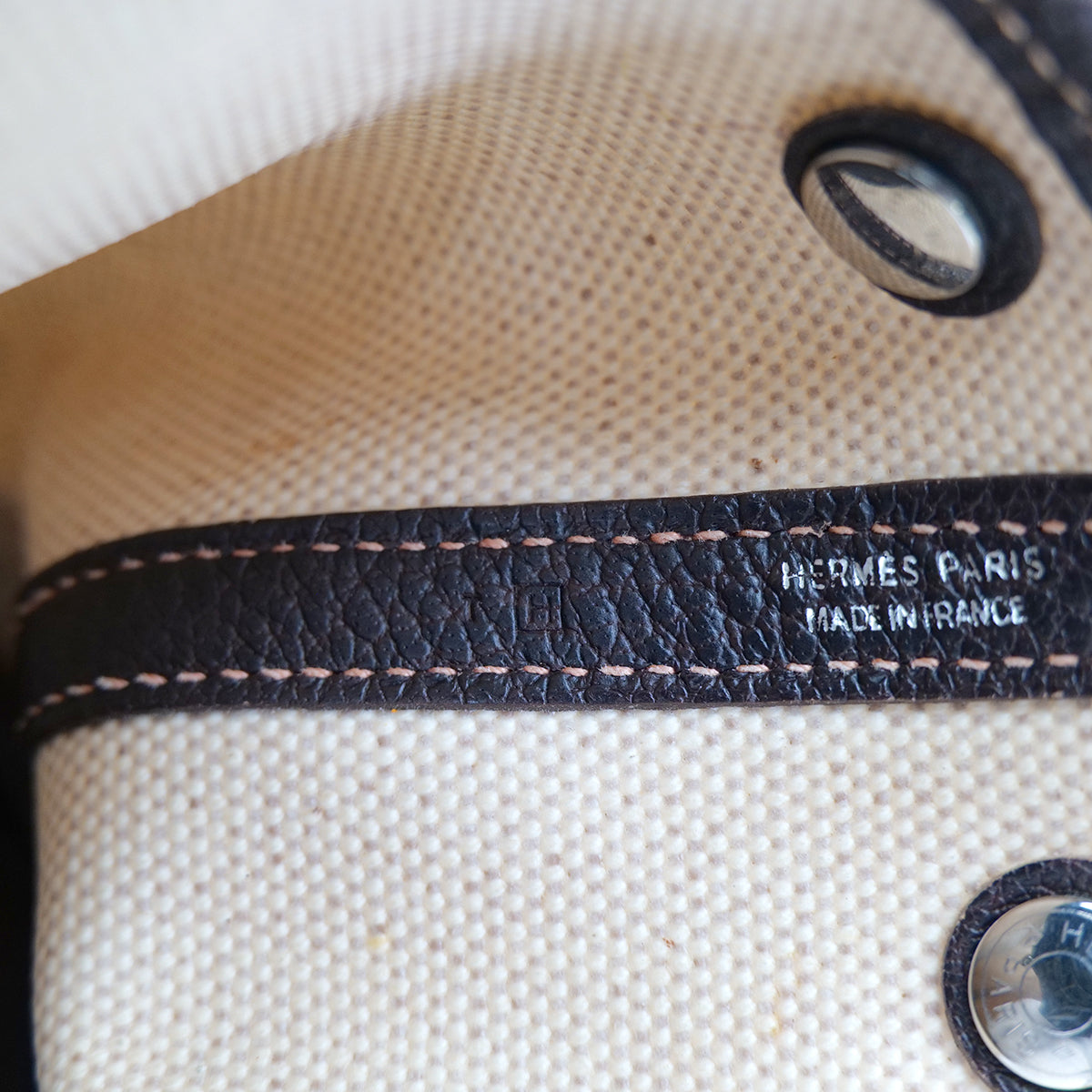 HERMES GARDEN PARTY TTPM MARON TOILE H BUFFLE SKIPPER HAND BAG □H 90303071