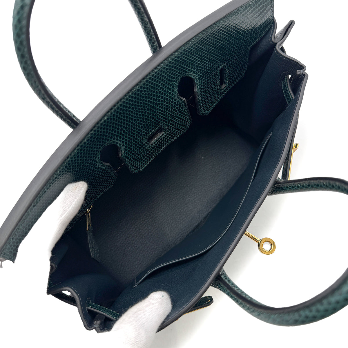 HERMES BIRKIN 25 TOUCH VERT CYPRESS VERT FONCE LIZARD TOGO HAND BAG W GHW 90303310