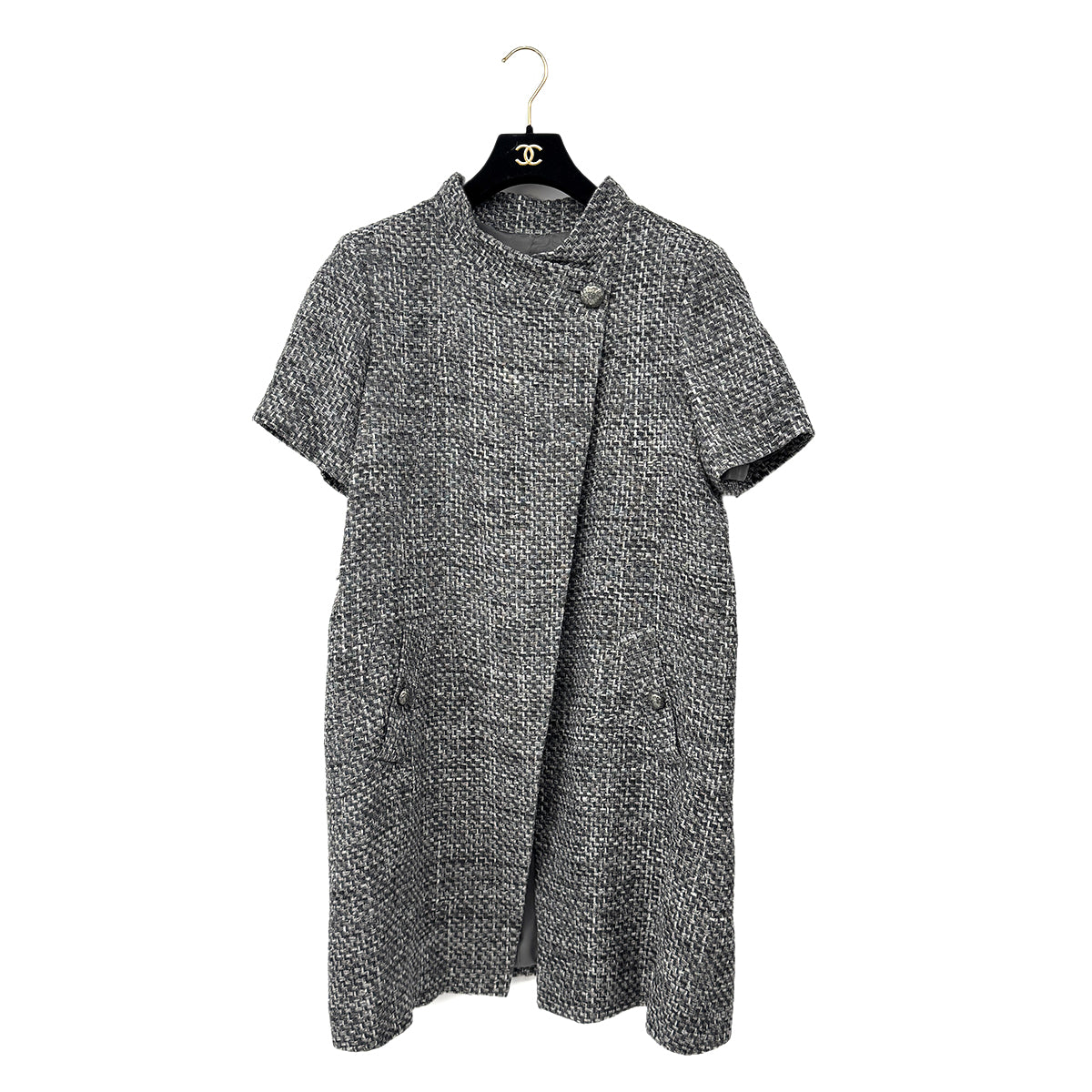 CHANEL CAMELLIA COCO BUTTON TWEED JACKET GRAY NYLON 50 P51 RTW 90303319 - PURPOSE