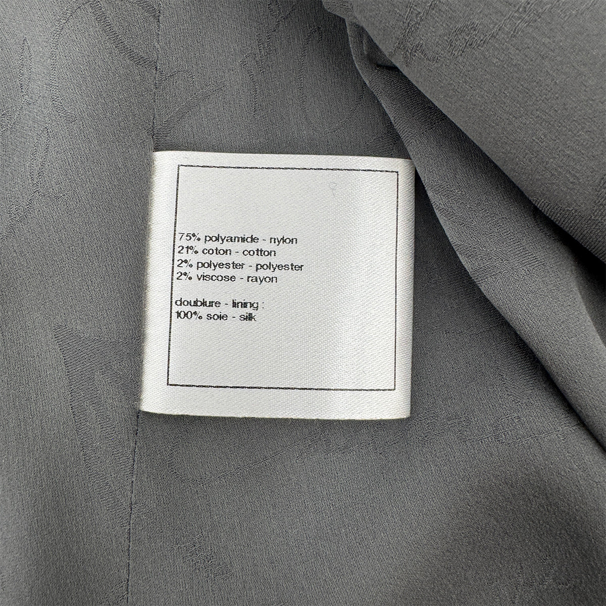 CHANEL CAMELLIA COCO BUTTON TWEED JACKET GRAY NYLON 50 P51 RTW 90303319 - PURPOSE