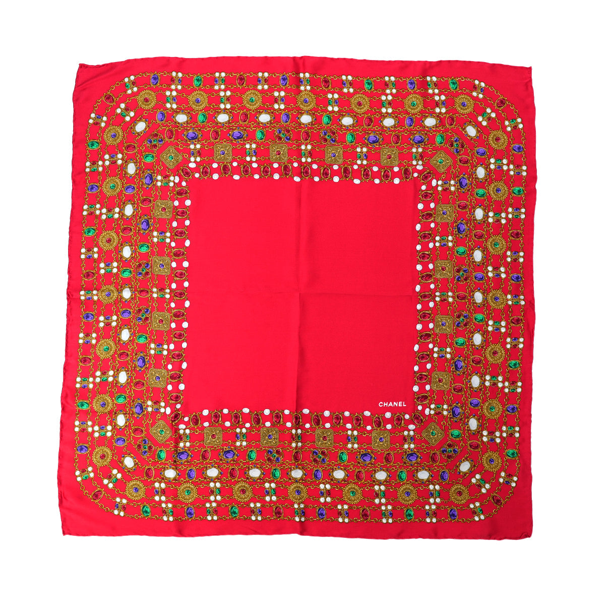 CHANEL VINTAGE SCARF GRIPORE BIJOU PATTERN MULTICOLOR SILK 90303615