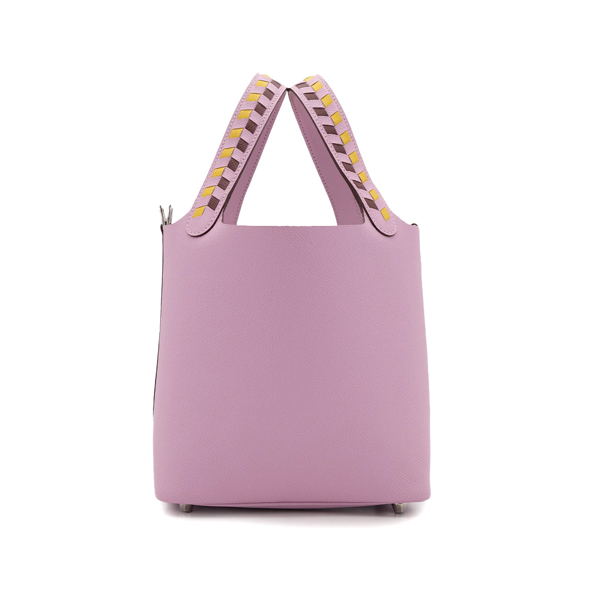 HERMES PICOTIN LOCK PM TRESSAGE DE CUIR MAUVE SYLVESTRE JAUNE DE NAPLES ROUGE H EPSOM HAND BAG C 90303727 - PURPOSE
