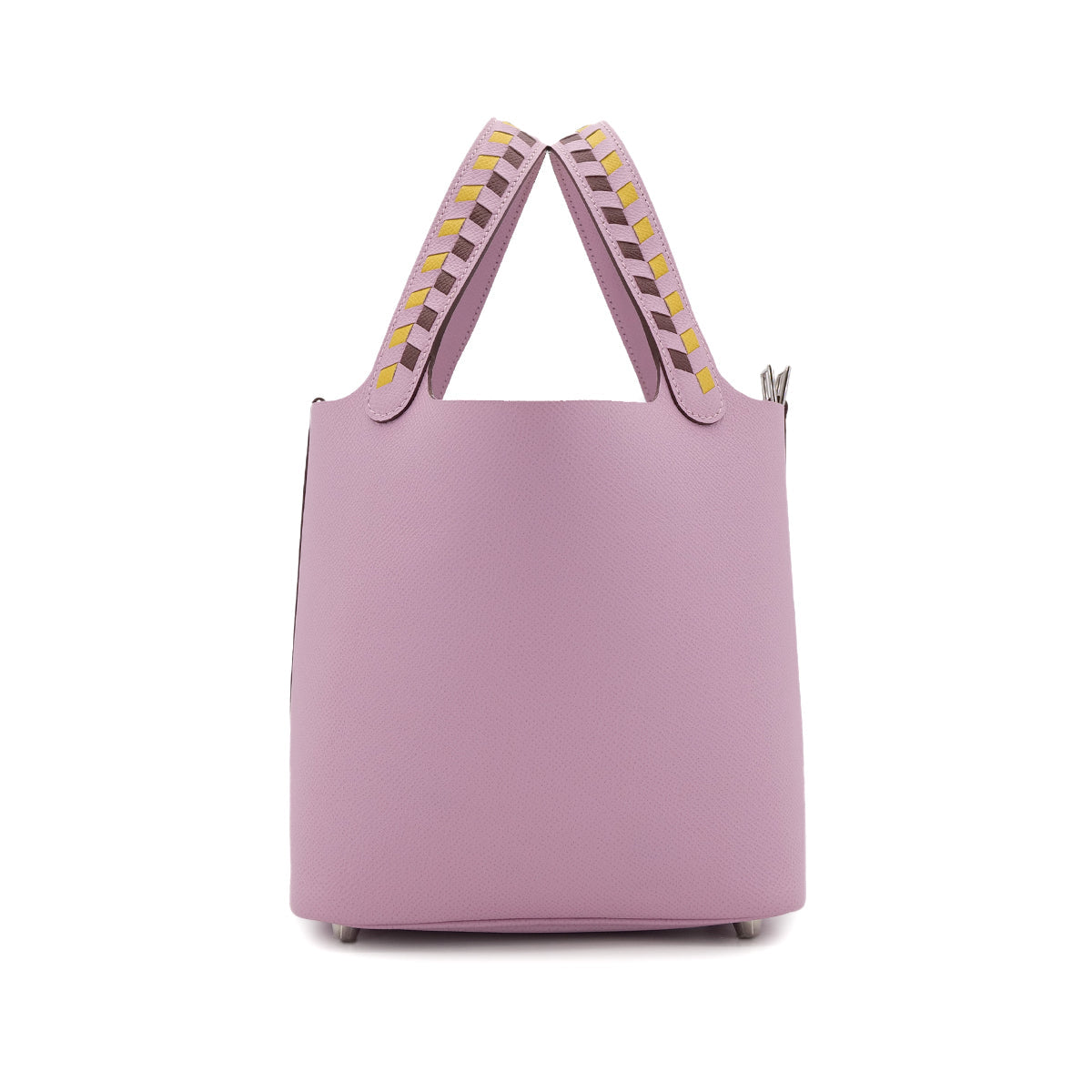 HERMES PICOTIN LOCK PM TRESSAGE DE CUIR MAUVE SYLVESTRE JAUNE DE NAPLES ROUGE H EPSOM HAND BAG C 90303727 - PURPOSE