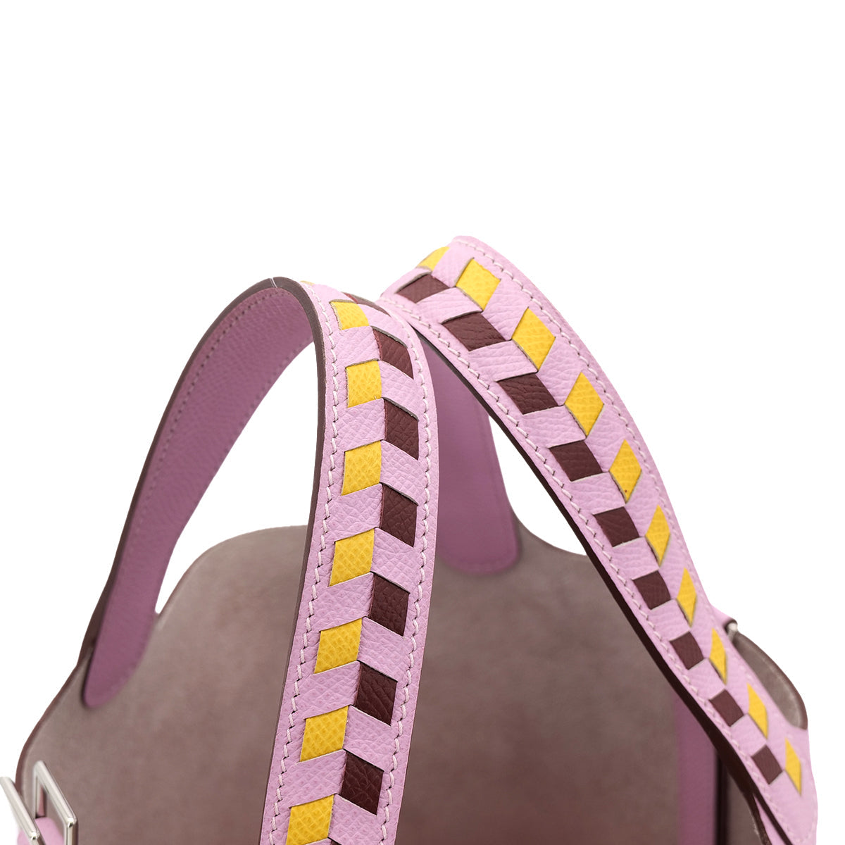 HERMES PICOTIN LOCK PM TRESSAGE DE CUIR MAUVE SYLVESTRE JAUNE DE NAPLES ROUGE H EPSOM HAND BAG C 90303727