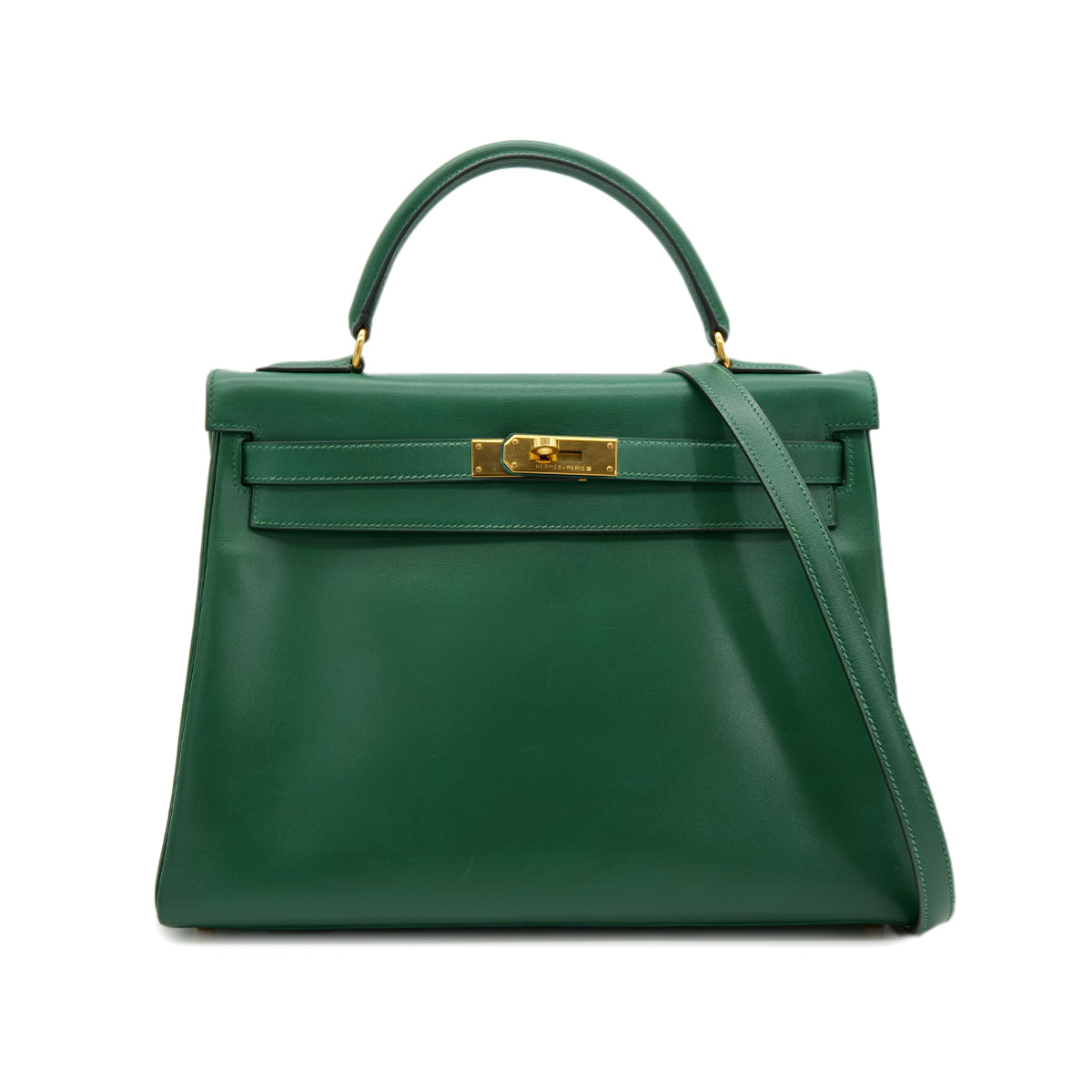 HERMES KELLY 32 RETOURNE VERT BOXCALF HAND SHOULDER BAG □B GHW 90304028