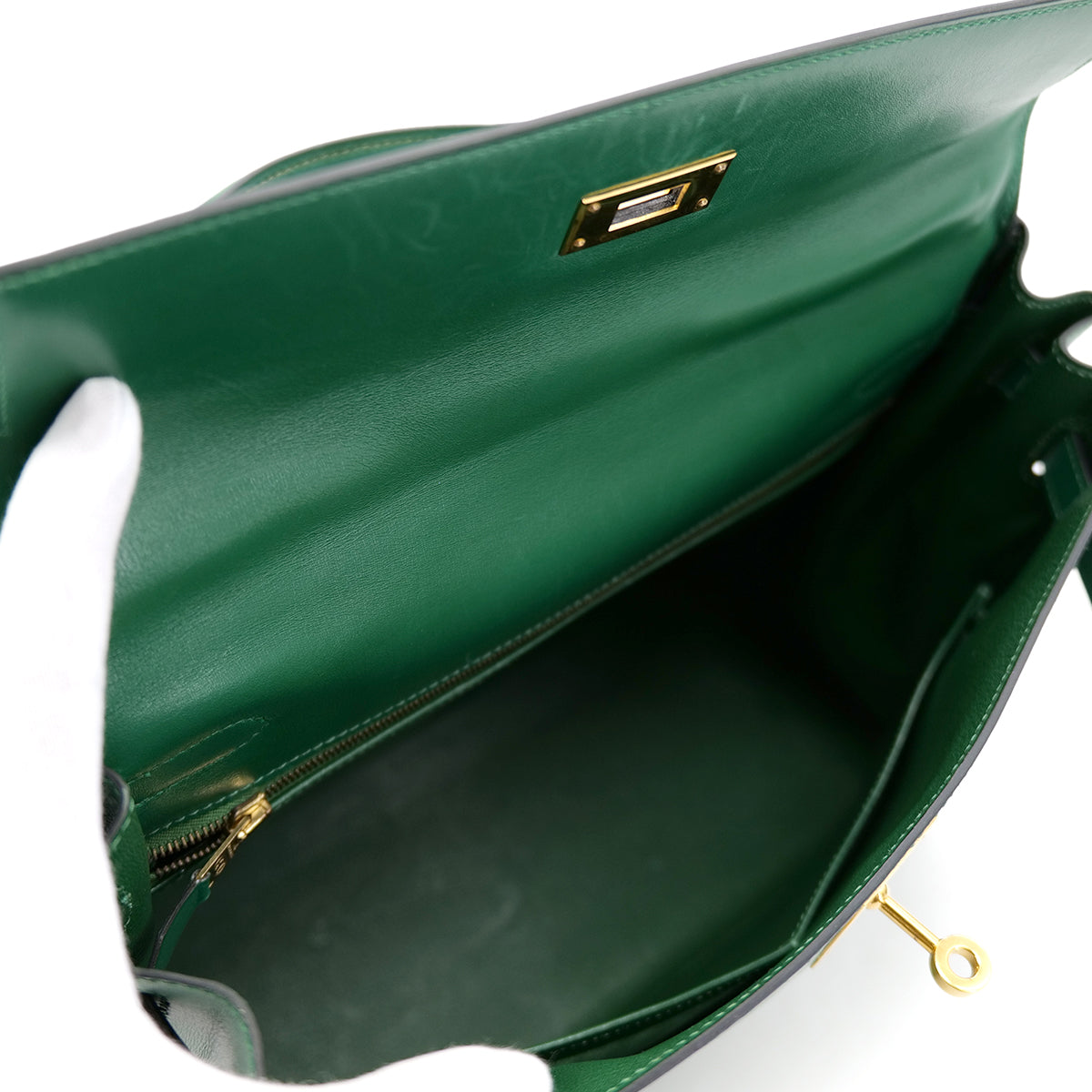 HERMES KELLY 32 RETOURNE VERT BOXCALF HAND SHOULDER BAG □B GHW 90304028