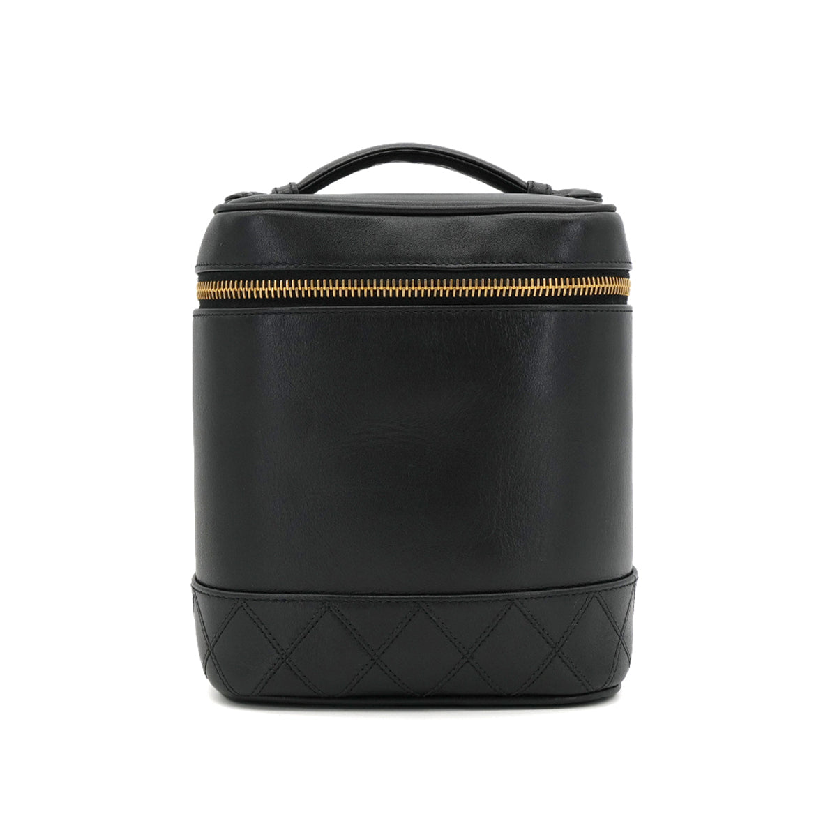 CHANEL VINTAGE VANITY HAND BAG BLACK LEATHER 90304030