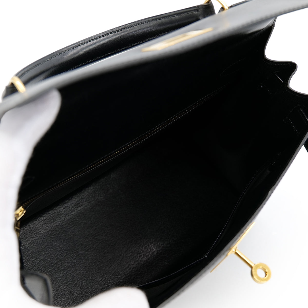 HERMES KELLY 28 SELLIER BLACK BOXCALF HAND SHOULDER BAG 〇X GHW 90304099