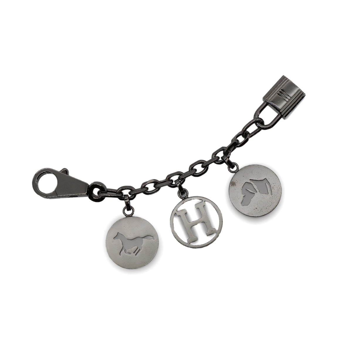 HERMES BAG CHARM AMULET 4 SILVER RUTHENIUM ACCESSORY 90304188