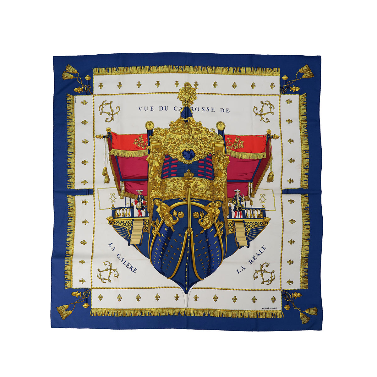 HERMES CARRE 90 VUE DU CARROSSE DE LA GALERE LA REALE SCARF SILK MULTICOLOR 90304194