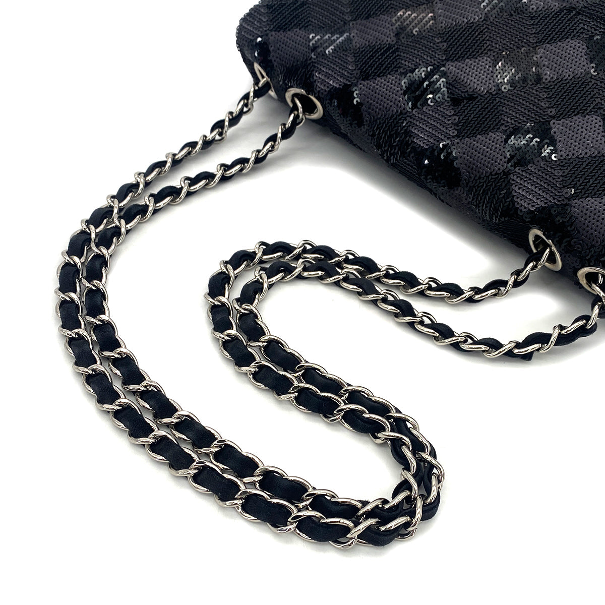 CHANEL CHAIN SHUOLDER BAG BLACK SEQUINS 90304725