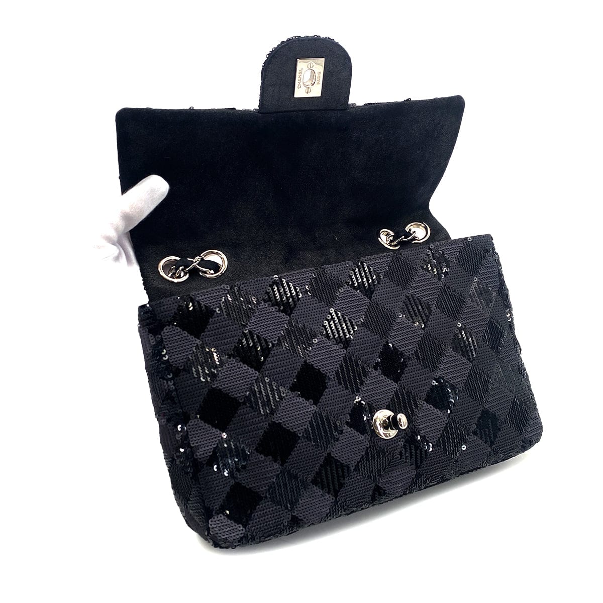 CHANEL CHAIN SHUOLDER BAG BLACK SEQUINS 90304725 - PURPOSE