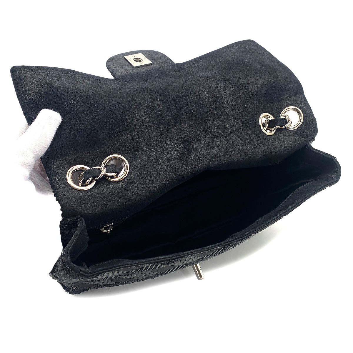 CHANEL CHAIN SHUOLDER BAG BLACK SEQUINS 90304725