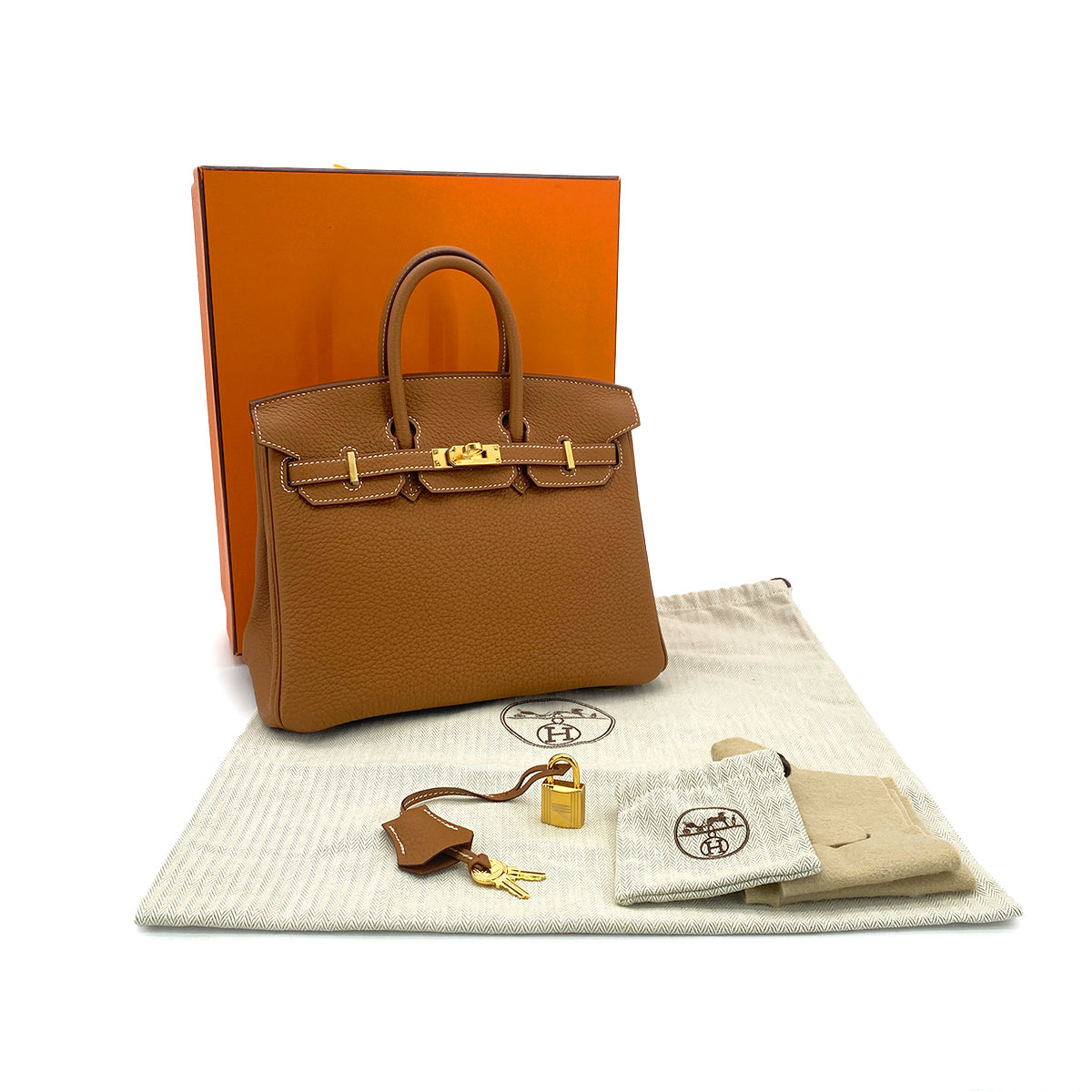 HERMES BIRKIN 25 GOLD TAURILLON CLEMENCE HAND BAG B GHW 90304728