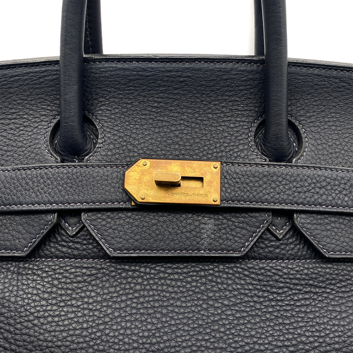 HERMES HAUT A COURROIES 50 BLUE INDIGO TOGO HAND BAG □E GHW 90304764