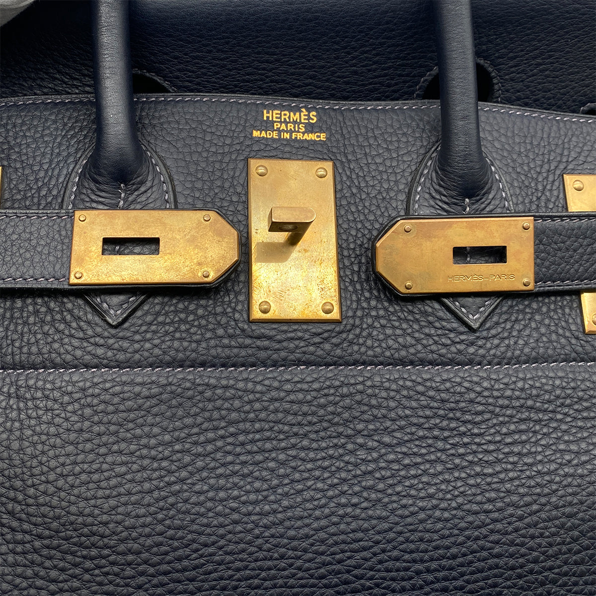 HERMES HAUT A COURROIES 50 BLUE INDIGO TOGO HAND BAG □E GHW 90304764