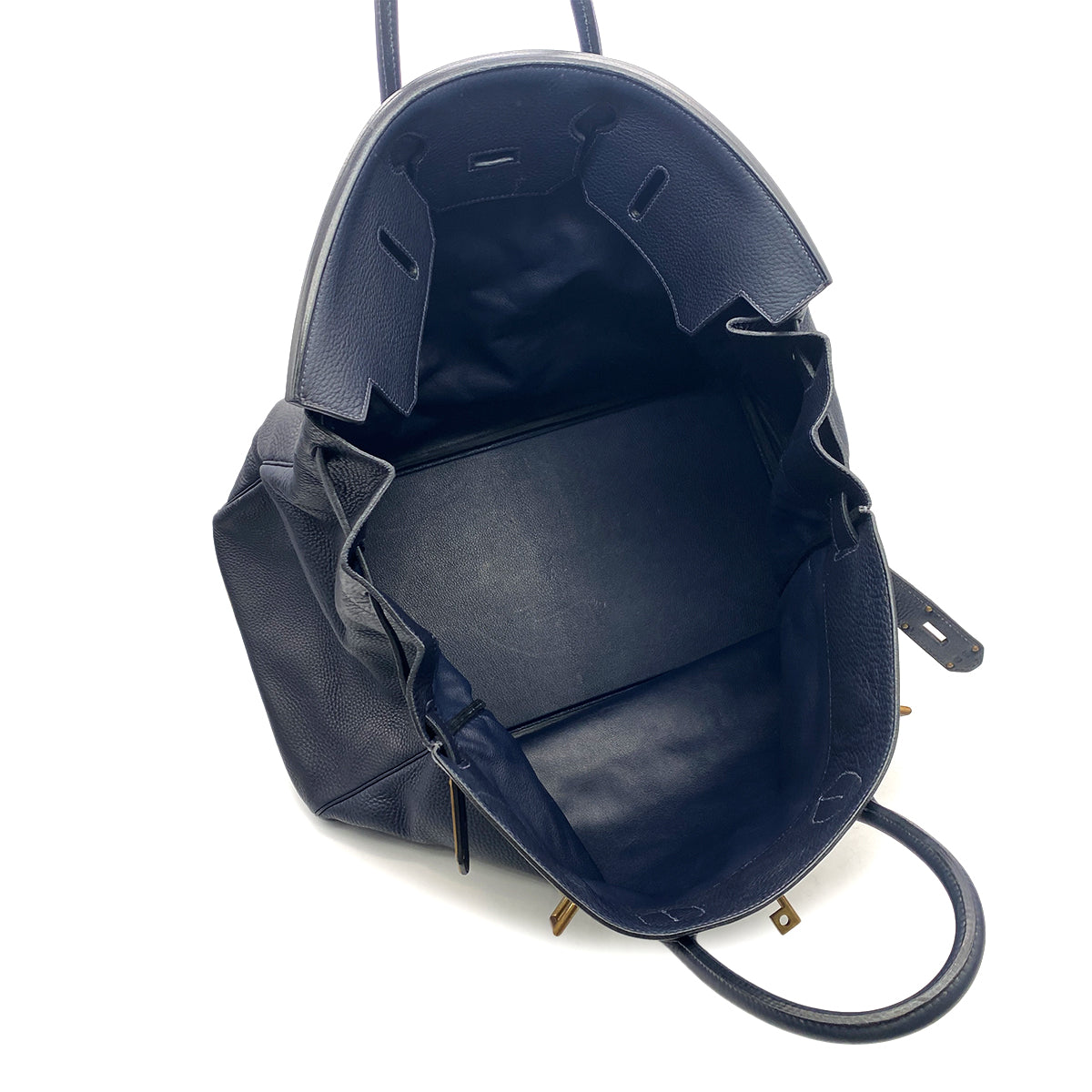 HERMES HAUT A COURROIES 50 BLUE INDIGO TOGO HAND BAG □E GHW 90304764