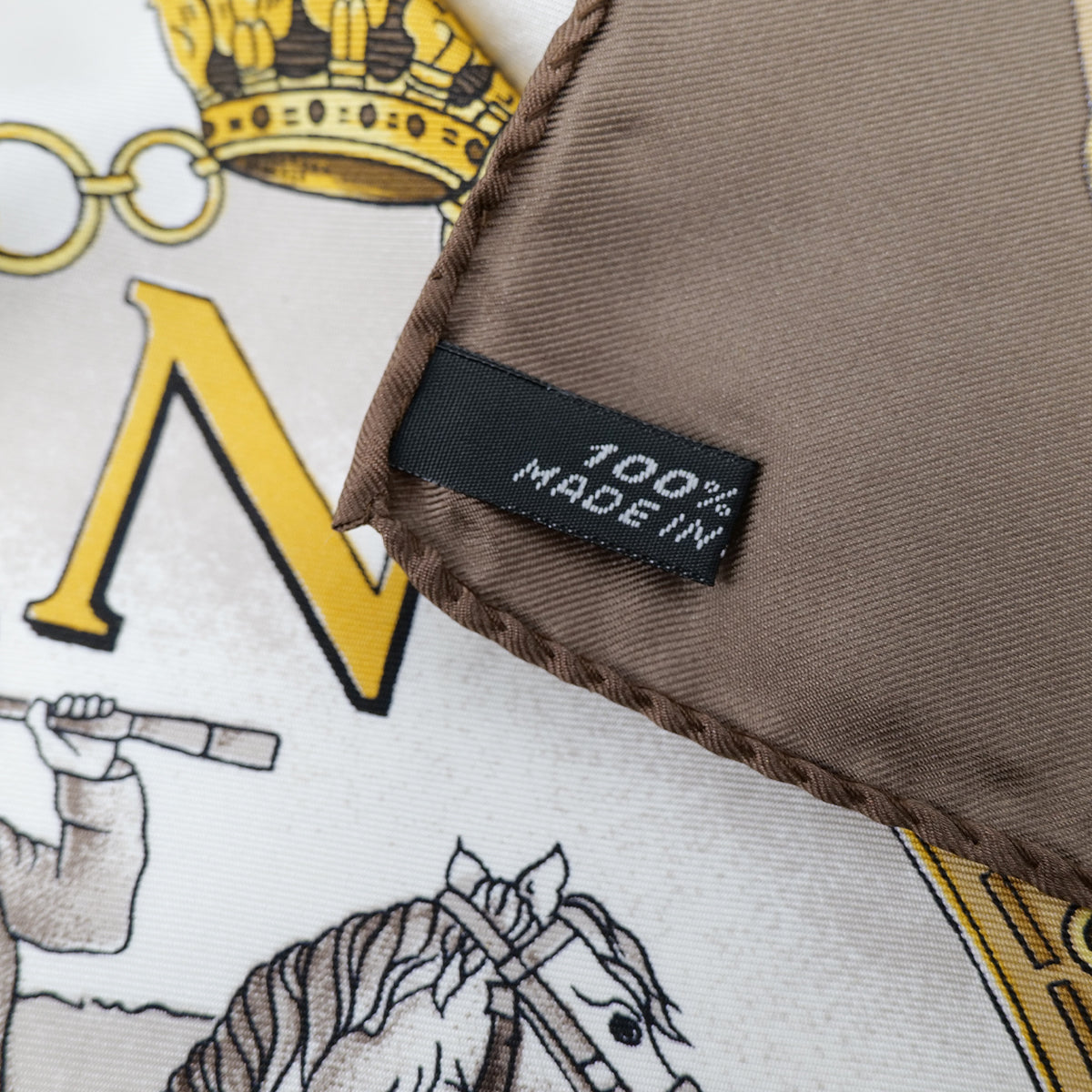 HERMES CARRE 90 NAPOLEON SCARF SILK BROWN 90304775