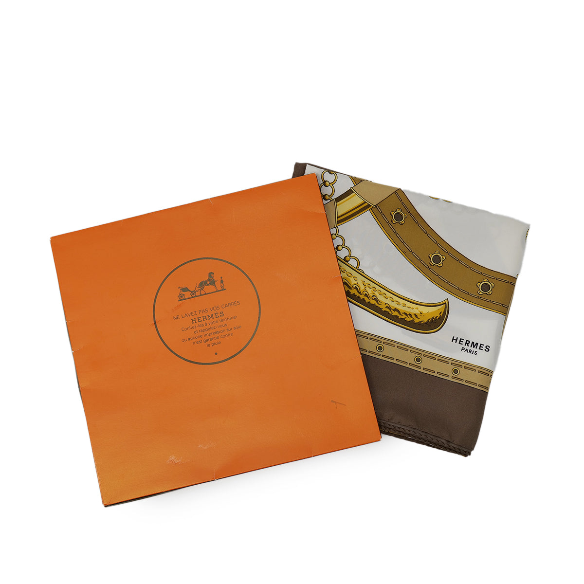 HERMES CARRE 90 NAPOLEON SCARF SILK BROWN 90304775