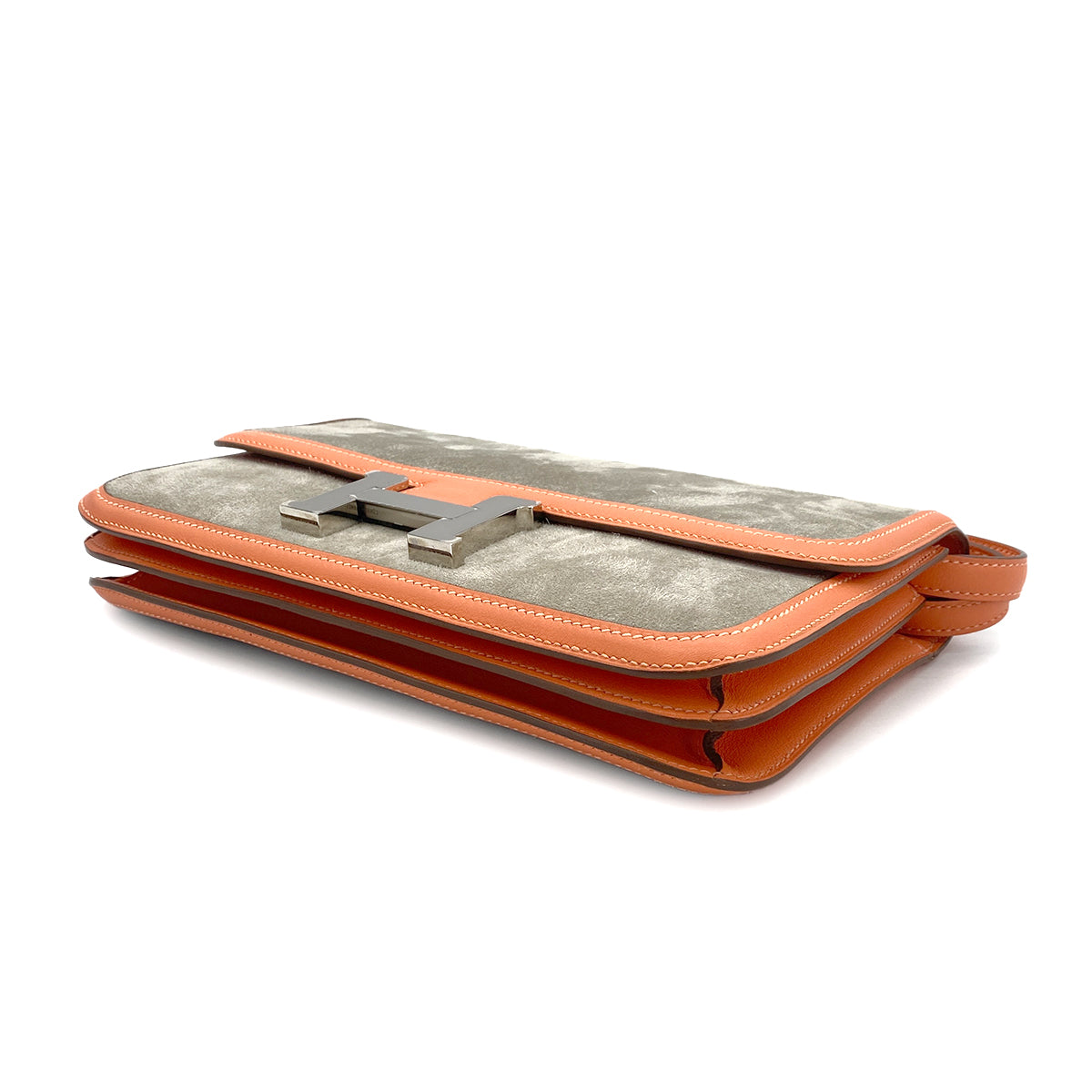 HERMES CONSTANCE ELAN GRIS PERLE CREVETTE DEBRIS SWIFT SHOULDER BAG □Q PHW 90304915