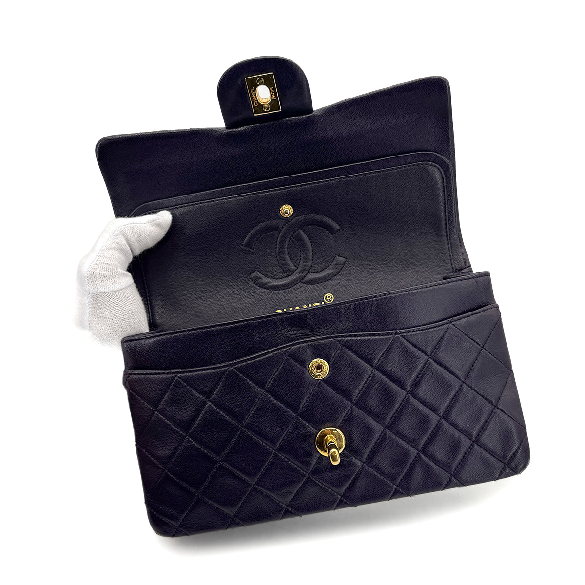 CHANEL VINTAGE CLASSIC FLAP SMALL CHAIN SHOULDER BAG PURPLE LAMB SKIN 90304982