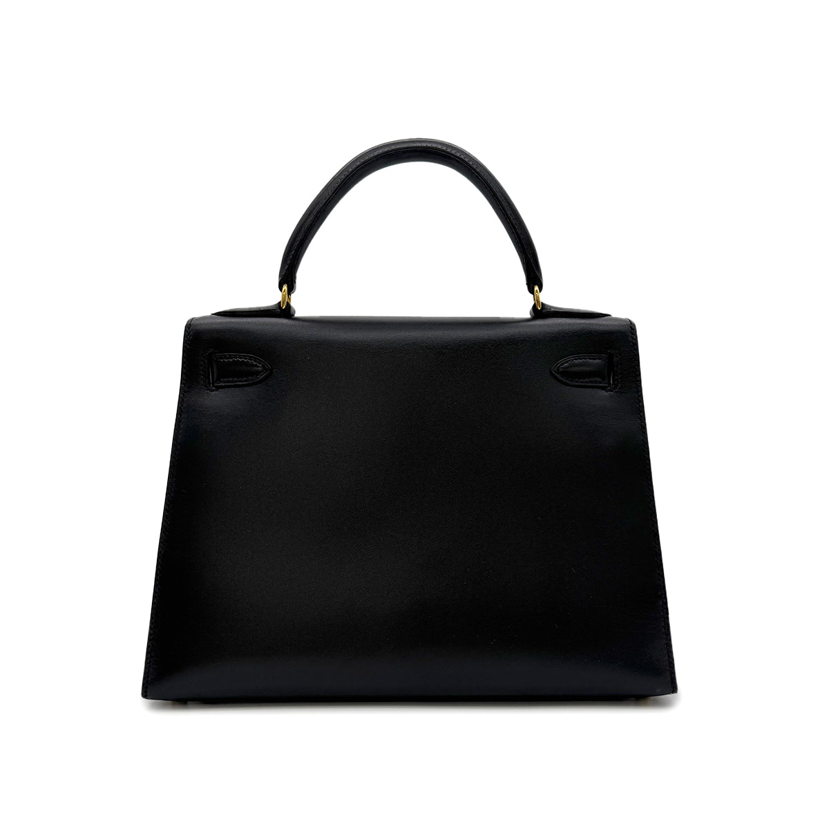HERMES KELLY 28 SELLIER BLACK BOXCALF HAND SHOULDER BAG □A GHW 90305221