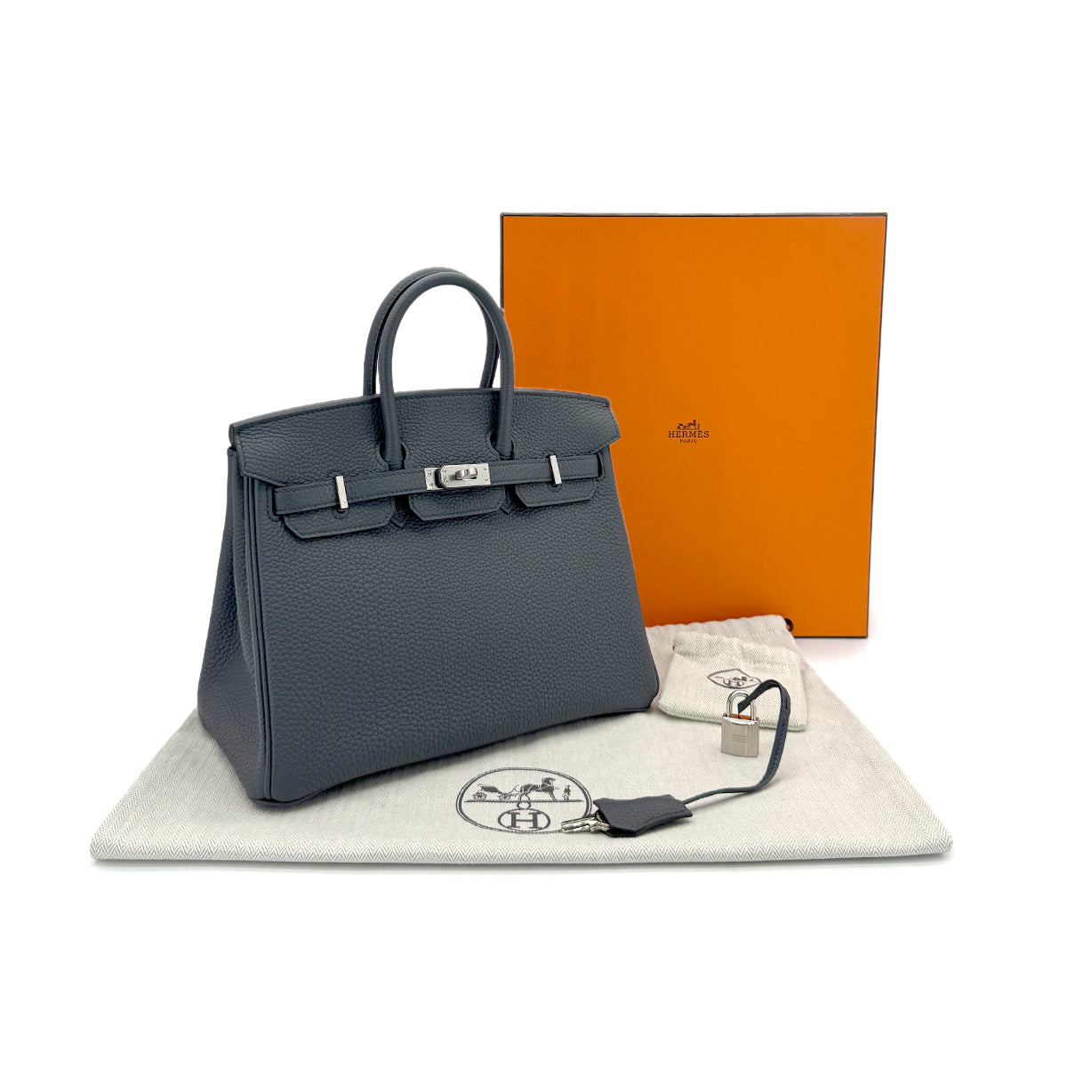HERMES BIRKIN 25 GRIS MISTY TOGO HAND BAG W PHW 90305225