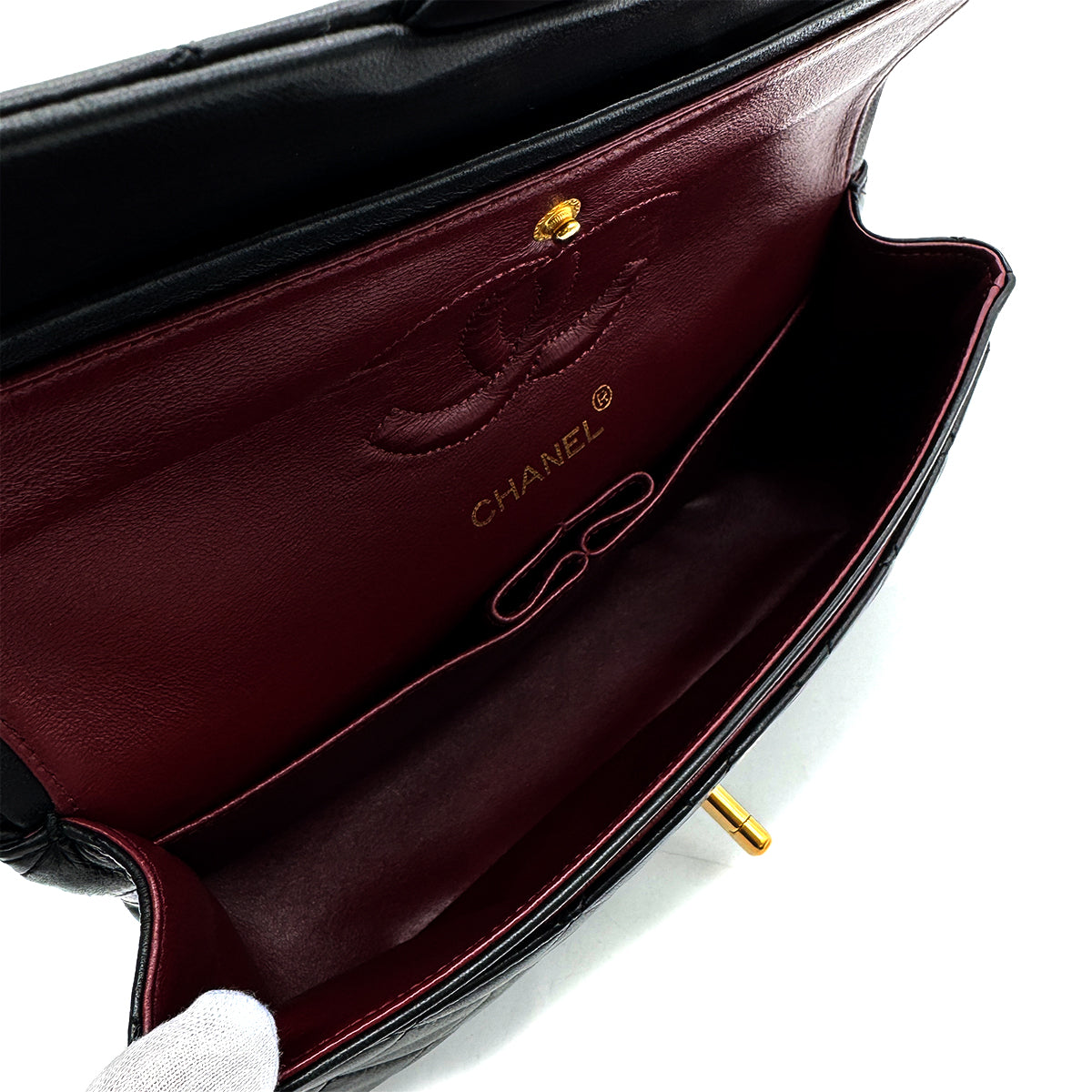 CHANEL VINTAGE CLASSIC FLAP SMALL CHAIN SHOULDER BAG BLACK LAMB SKIN 90305228