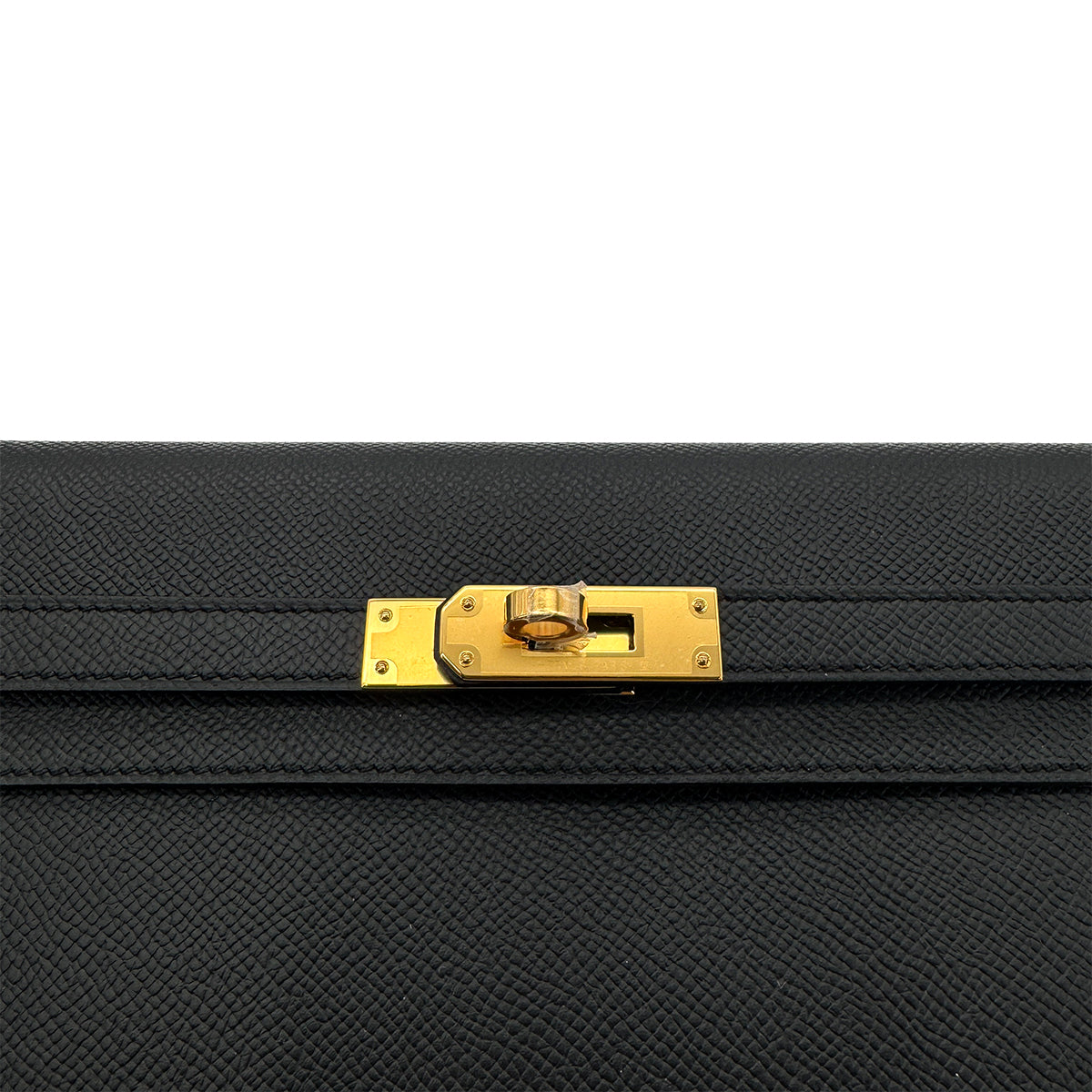 HERMES KELLY ELAN BLACK VEAU EPSOM CLUTCH SHOULDER BAG K GHW 90305230