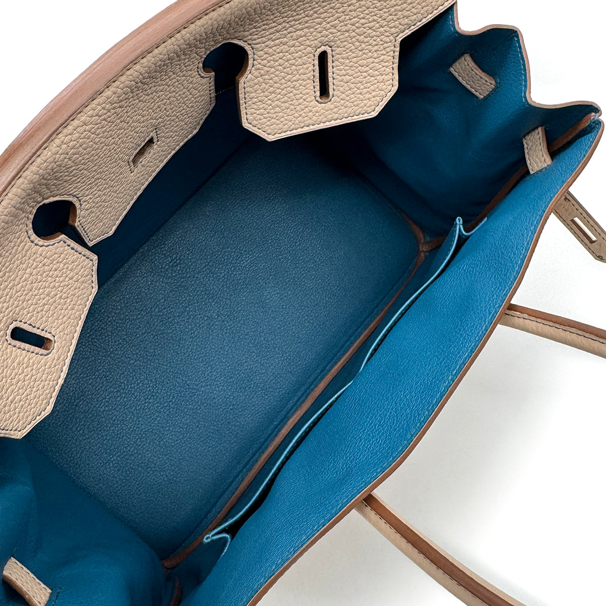 HERMES BIRKIN 35 VERSO ARGILE COBALT TAURILLON CLEMENCE HAND BAG □R GHW SPO 90305231