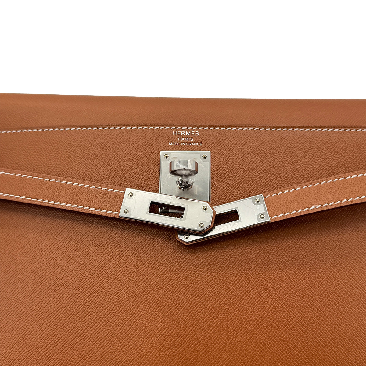 HERMES KELLY ELAN GOLD VEAU MADAME CLUTCH SHOULDER BAG W PHW 90305239