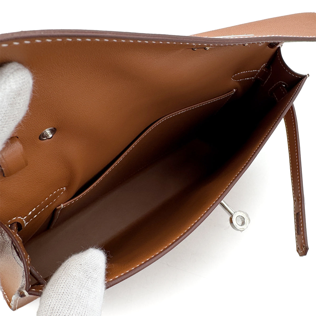 HERMES KELLY ELAN GOLD VEAU MADAME CLUTCH SHOULDER BAG W PHW 90305239