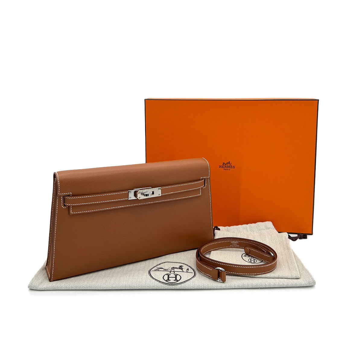 HERMES KELLY ELAN GOLD VEAU MADAME CLUTCH SHOULDER BAG W PHW 90305239 - PURPOSE