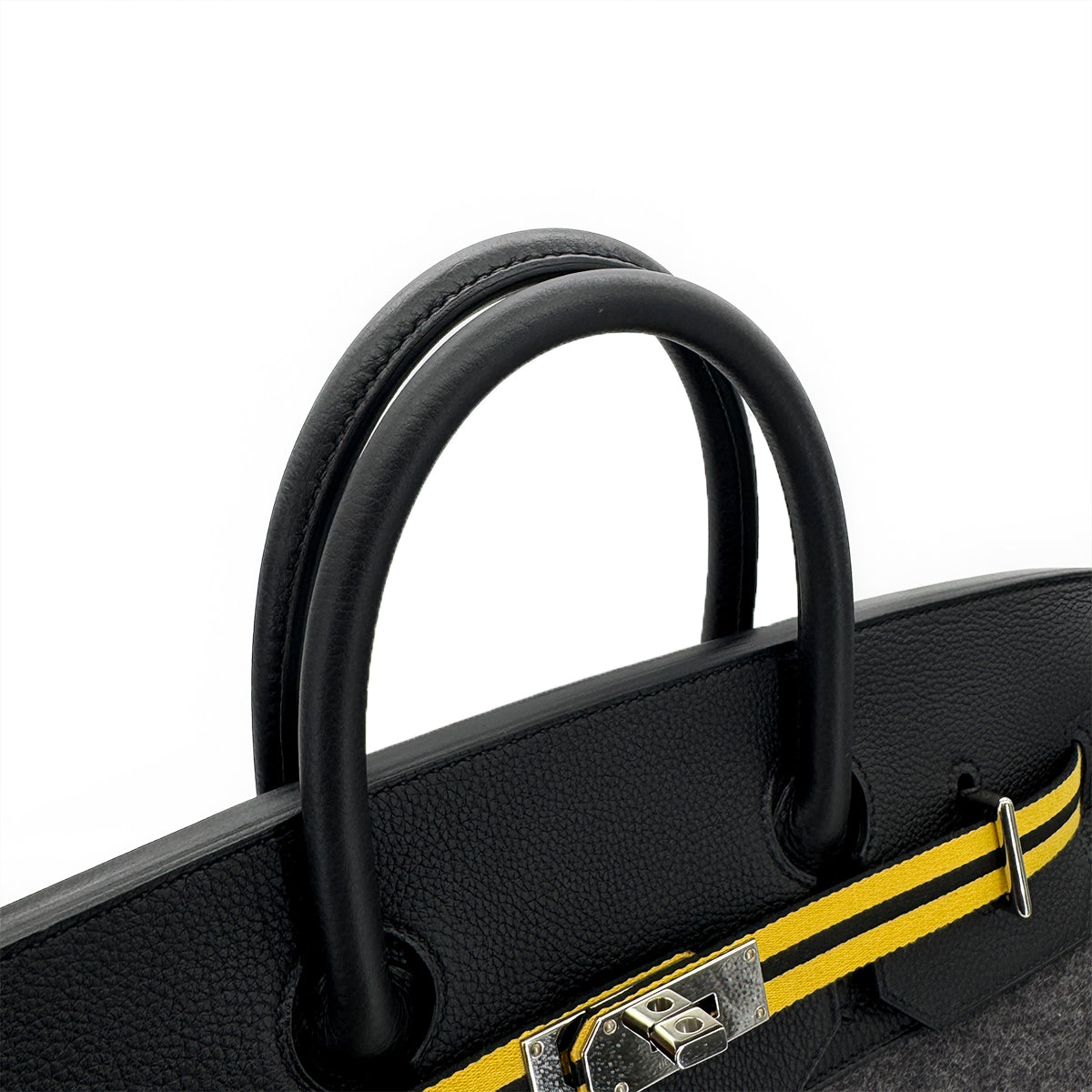 HERMES HAUT A COURROIES 40 BLACK TOGO FELT HAND BAG W PHW 90305242