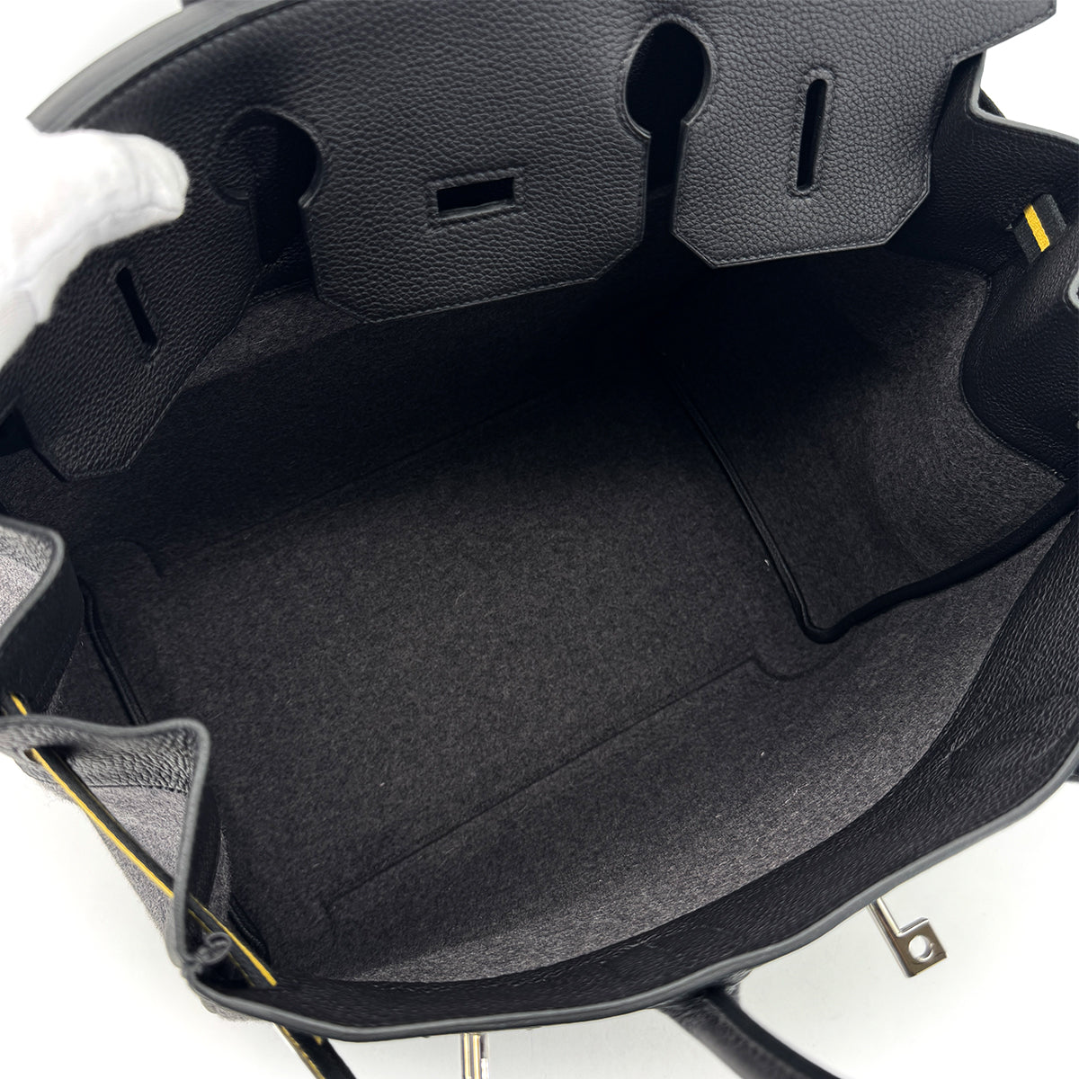 HERMES HAUT A COURROIES 40 BLACK TOGO FELT HAND BAG W PHW 90305242