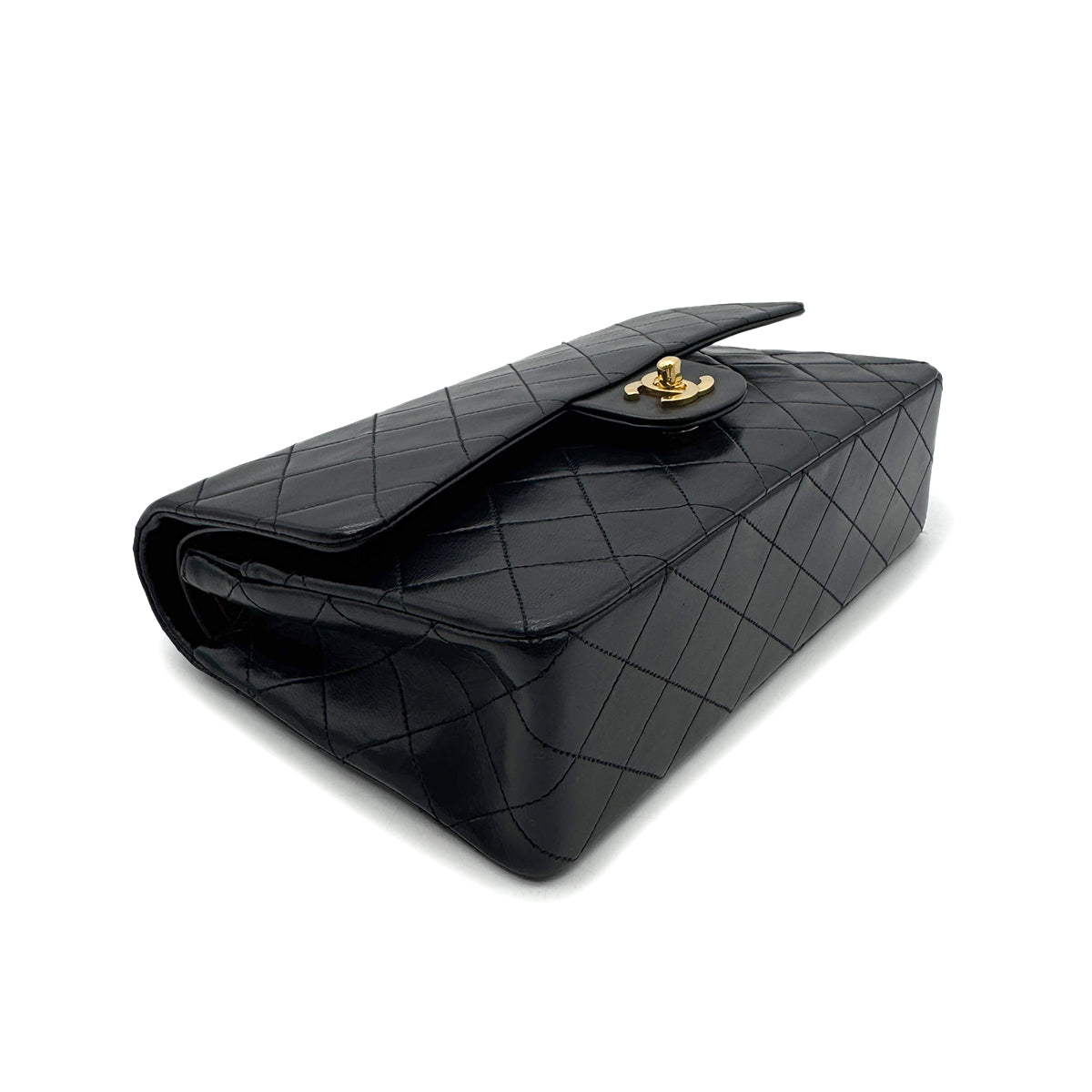 CHANEL VINTAGE CLASSIC FLAP MEDIUM CHAIN SHOULDER BAG BLACK LAMB SKIN 90305376