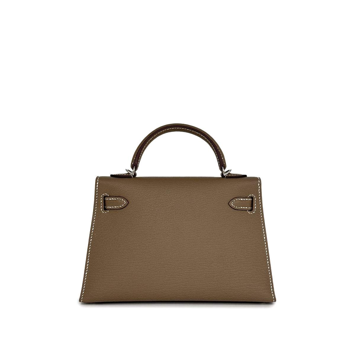 HERMES MINI KELLY 2 VERSO ETOUPE NEW WHITE CHEVRE MYSORE HAND SHOULDER BAG W PHW 90305379