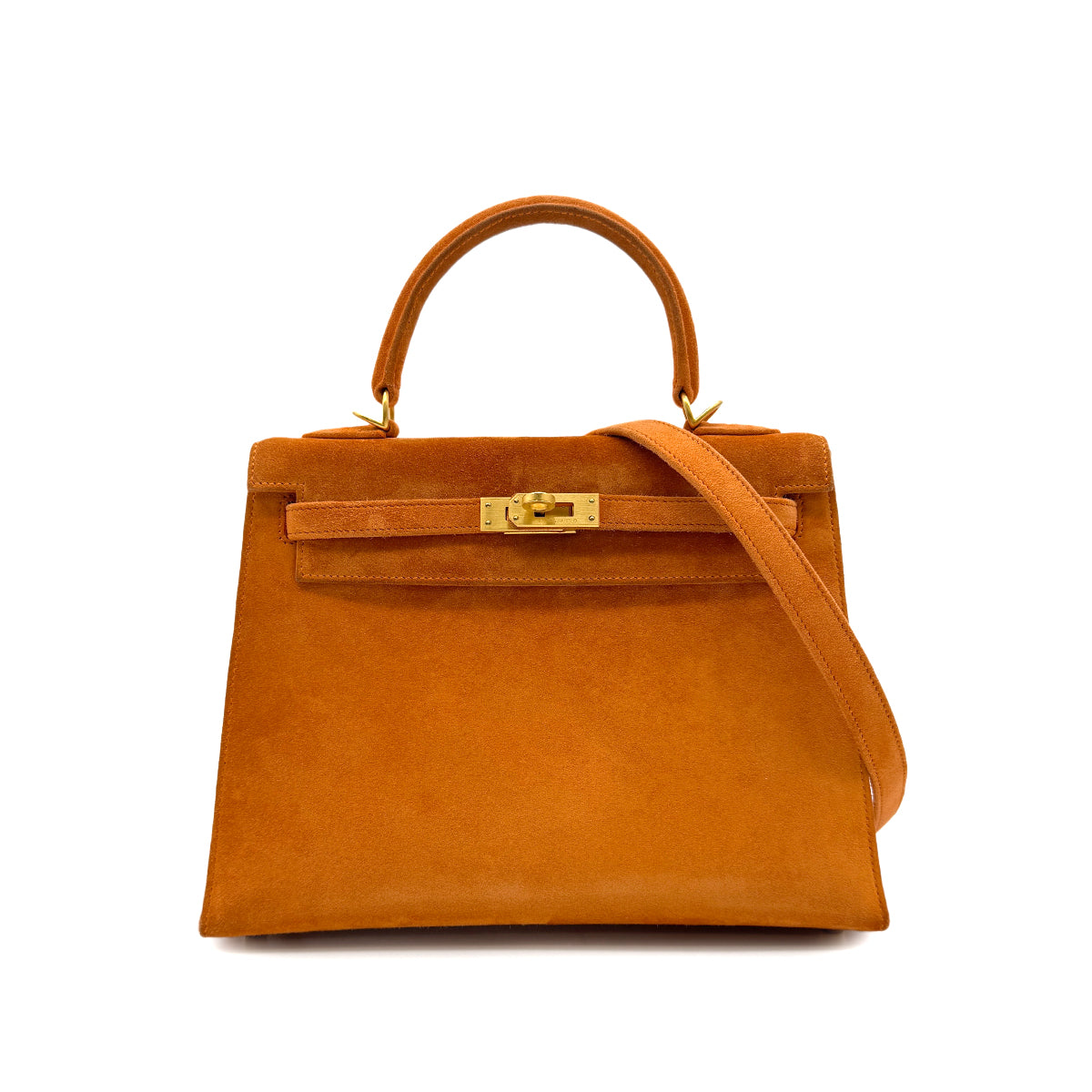 HERMES KELLY 25 SELLIER ORANGE DOBLIS HAND SHOULDER BAG □J GHW 90305470