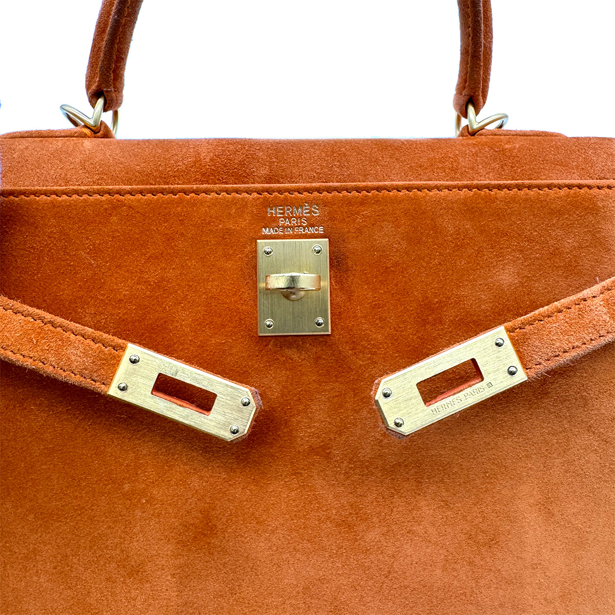 HERMES KELLY 25 SELLIER ORANGE DOBLIS HAND SHOULDER BAG □J GHW 90305470