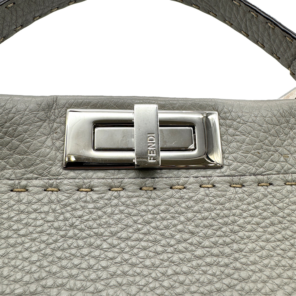 FENDI PEEKABOO REGULAR SELLERIA HAND SHOULDER BAG LEATHER GRAY 8BN226 90305473